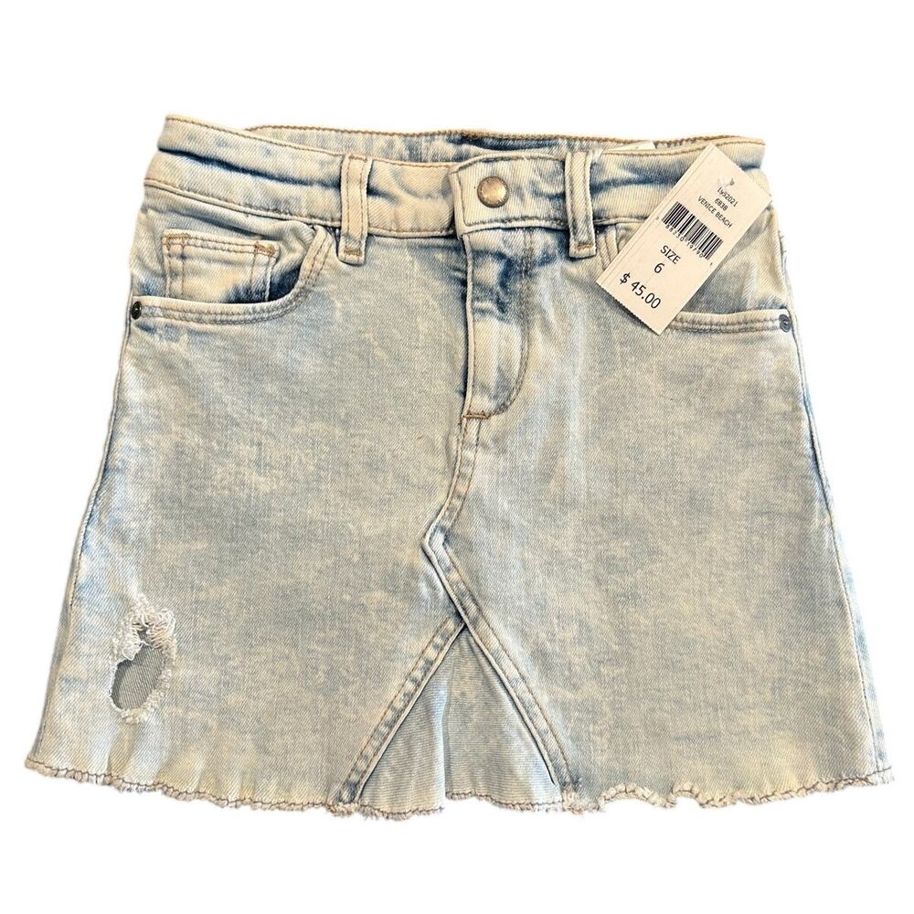 NWT DL1961 Light Wash Distressed Denim Skirt, Girls Size 6